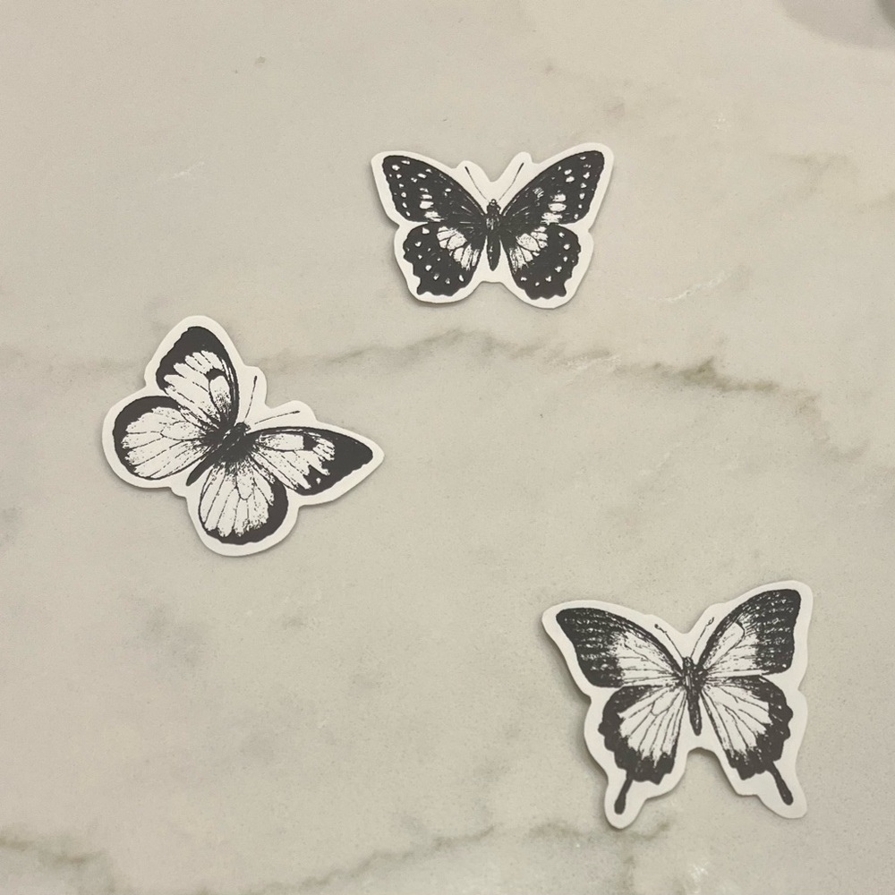 Handmade Vintage Butterfly Stickers 3 Unique Designs for Journal Scrapbook